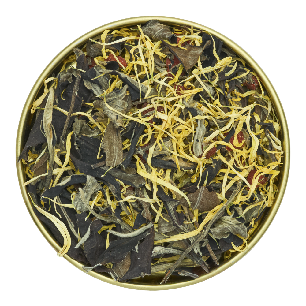 Dolina Spokoju - Biała Jaśminowa Lekko Słodka Herbata Z Chryzantemą i Jagodami Goji Na Uspokojenie i Równowagę