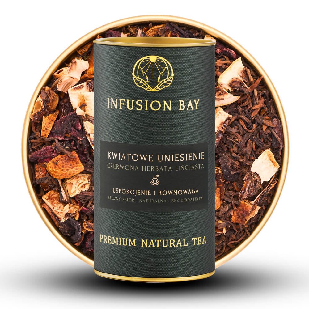 Kwiatowe Uniesienie - Czerwona Kwiatowa Herbata Z Hibiskusem Kumkwatem i Cytryną Na Uspokojenie i Równowagę