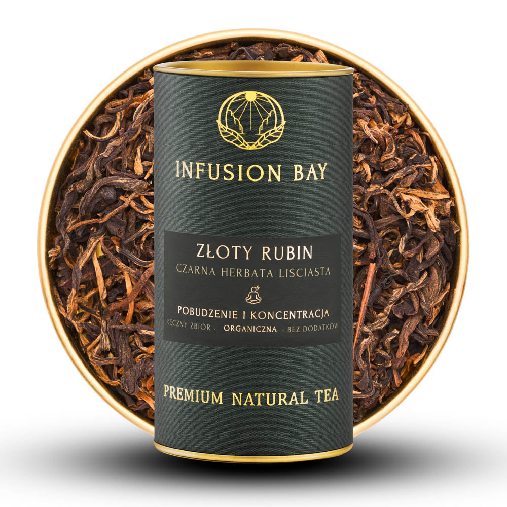 Złoty Rubin - Organiczna Czarna Karmelowa Miodowa Słodowo-Ziemista Herbata Na Pobudzenie i Koncentrację
