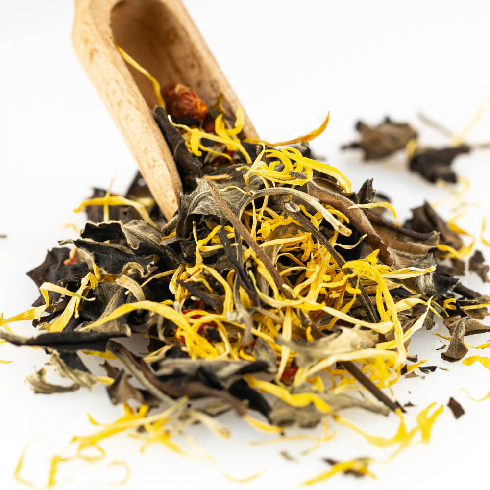 Dolina Spokoju - Biała Jaśminowa Lekko Słodka Herbata Z Chryzantemą i Jagodami Goji Na Uspokojenie i Równowagę